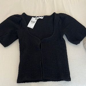 Mango Black Puff Sleeve Top